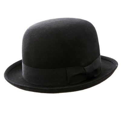 VINTAGE Style Black Felt Bowler Hat L 58cm BNWT/NEW 100% Wool Derby hat   eb-42965864